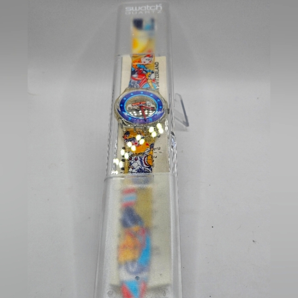 Vintage & Rare 1993 Swatch Watch Circus Clowns Riding Motorcycles GK155